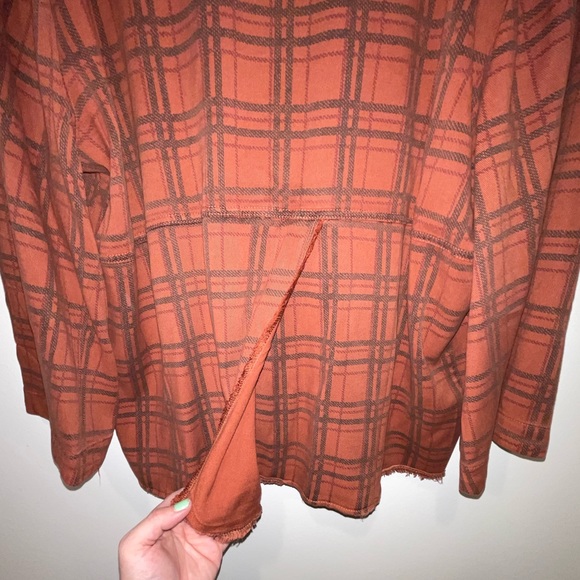 XCVI jacket/sweater in rust plaid. - Picture 2 of 11